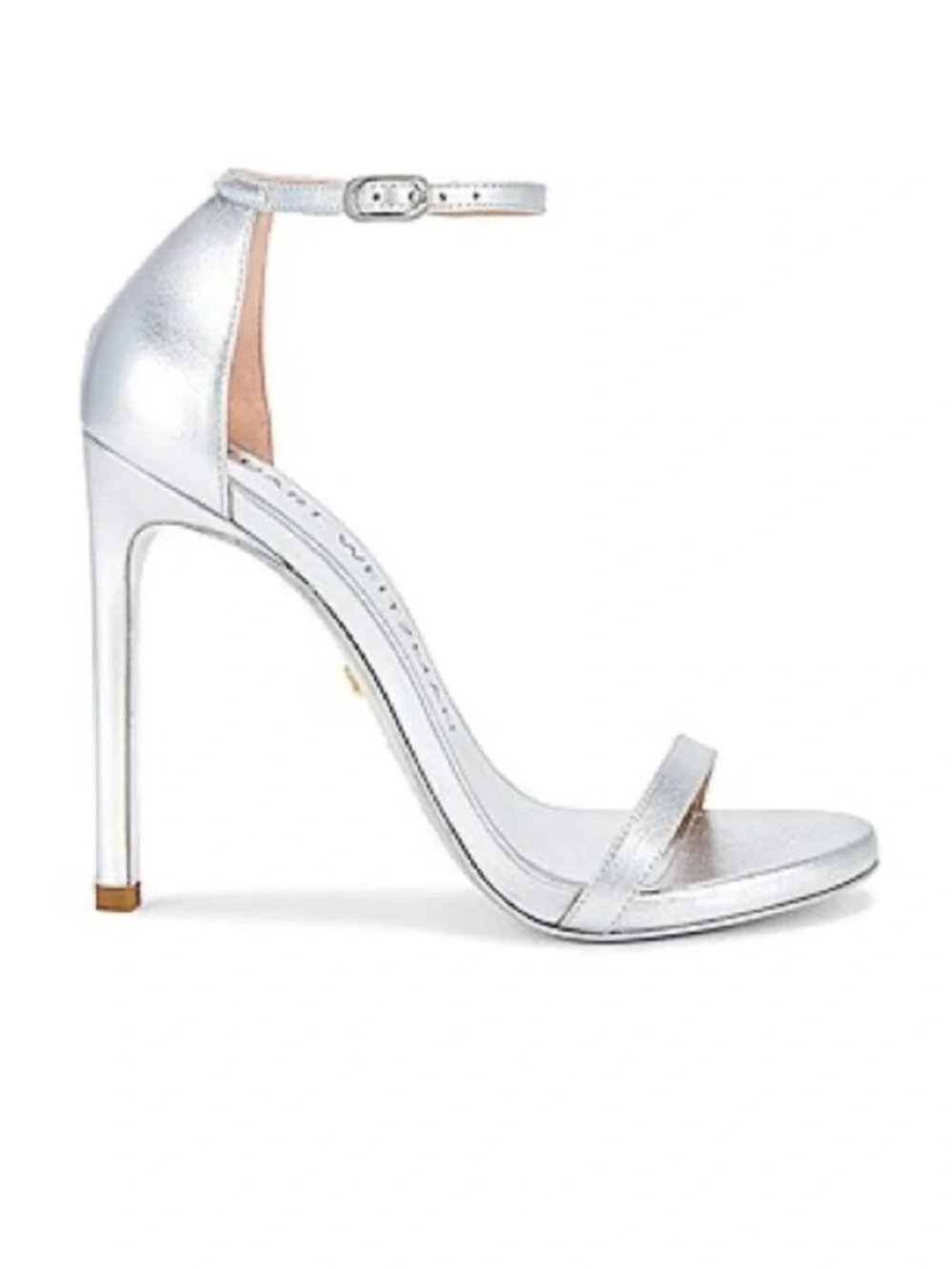 Stuart Weitzman Nudist Silver Metalic Platform Sandal US 8